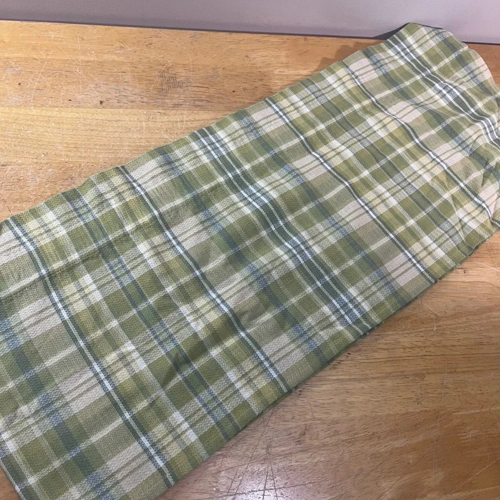 Vtg Park Designs Green Plaid Woven Window Valance 68x14 Farmhouse Country